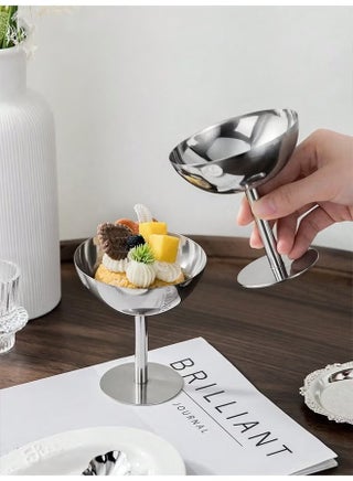 6pcs Dessert Cup, Dessert Bowl, Stainless Steel Dessert Cup, Ice Cream Cup, Pudding Cup, Custard Bowl - view 2